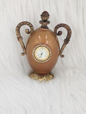 Vivian Alexander Antique Fabrege Egg Clock Brown Gold *needs Battery